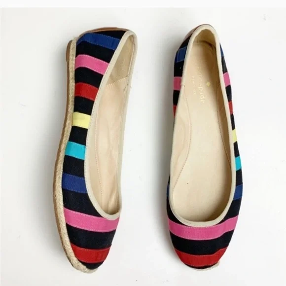 GUC Kate Spade Multicolor Striped Women's Flats 6 - Picture 1 of 10